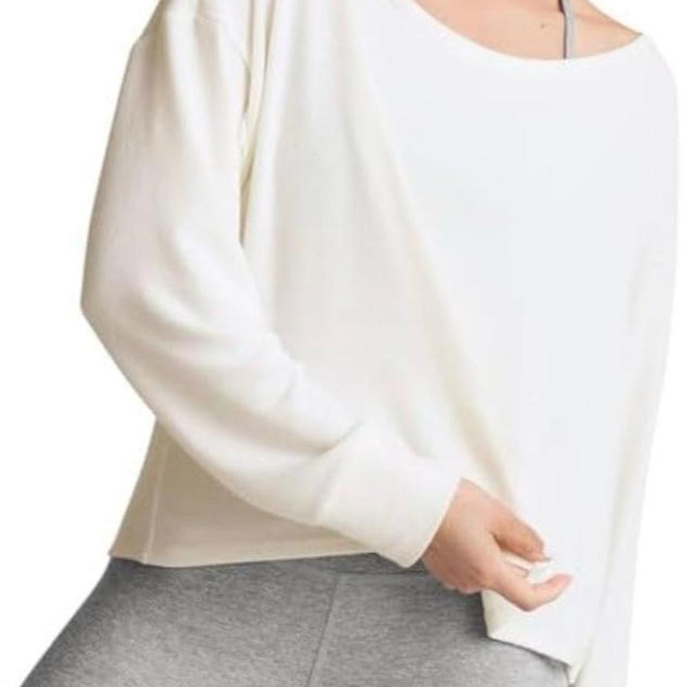 Beyond Yoga Let Loose Pullover Off Shoulder Luxe Lounger Ivory Size S